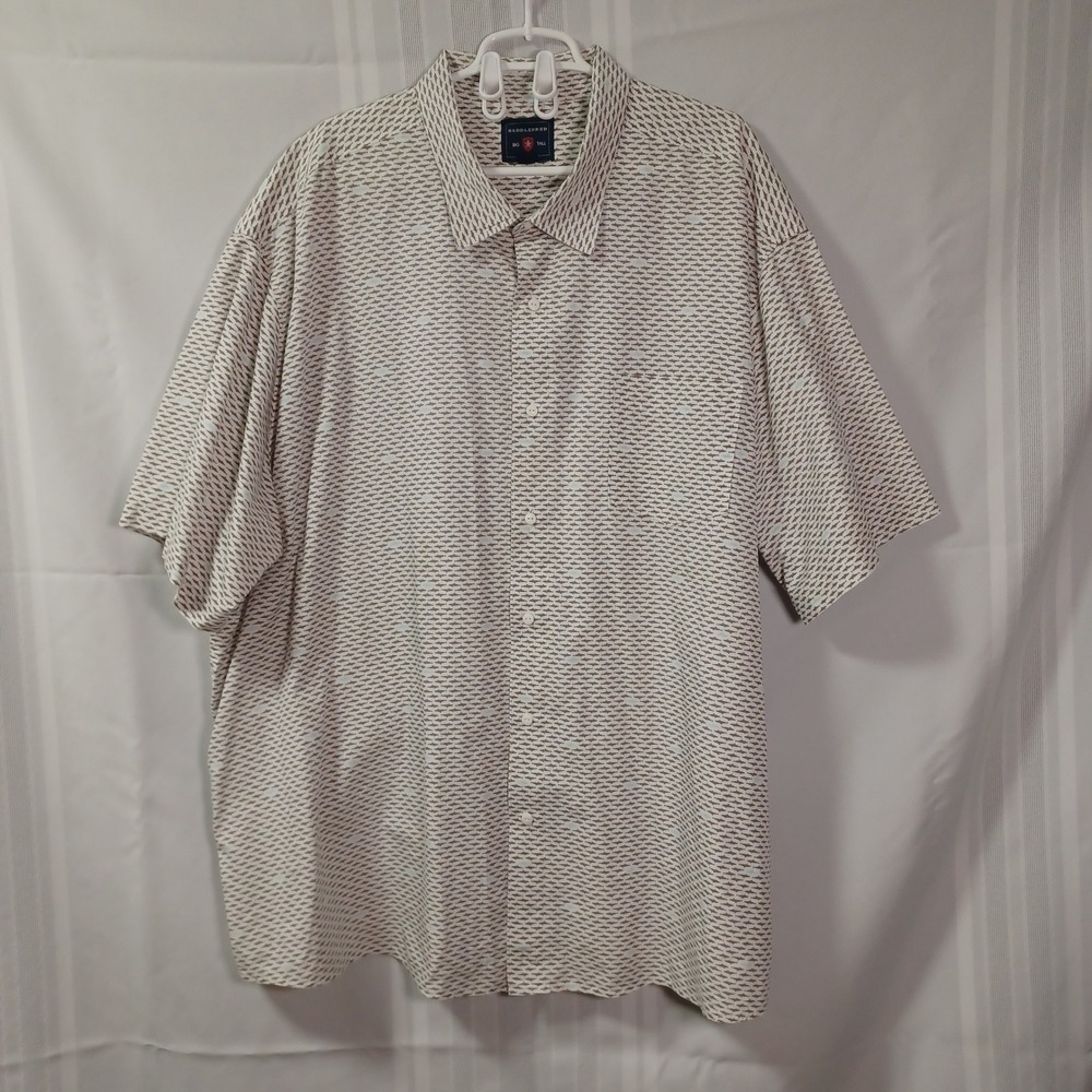 Saddlebred Shirt Mens 4X White Shark Print Short Sleeve Button Down Big & Tall